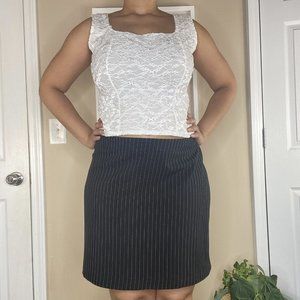Pinstripe Black Mini Skirt
